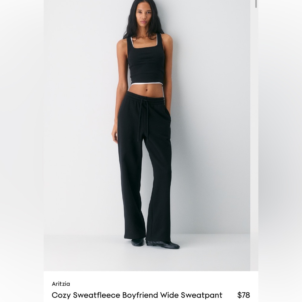 Aritzia Cozy Sweatfleece Boyfriend Wide Sweatpant - Black